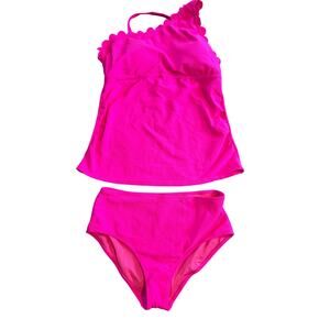 Talisea Women’s 2 Piece Tankini Swimsuit. Neon Pink. Size M